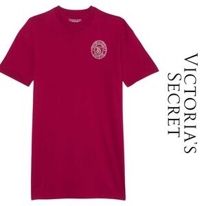 NWT | Victoria's Secret | Bling Sleep Tee Cotton SS Rhinestone | Cranberry | M/L